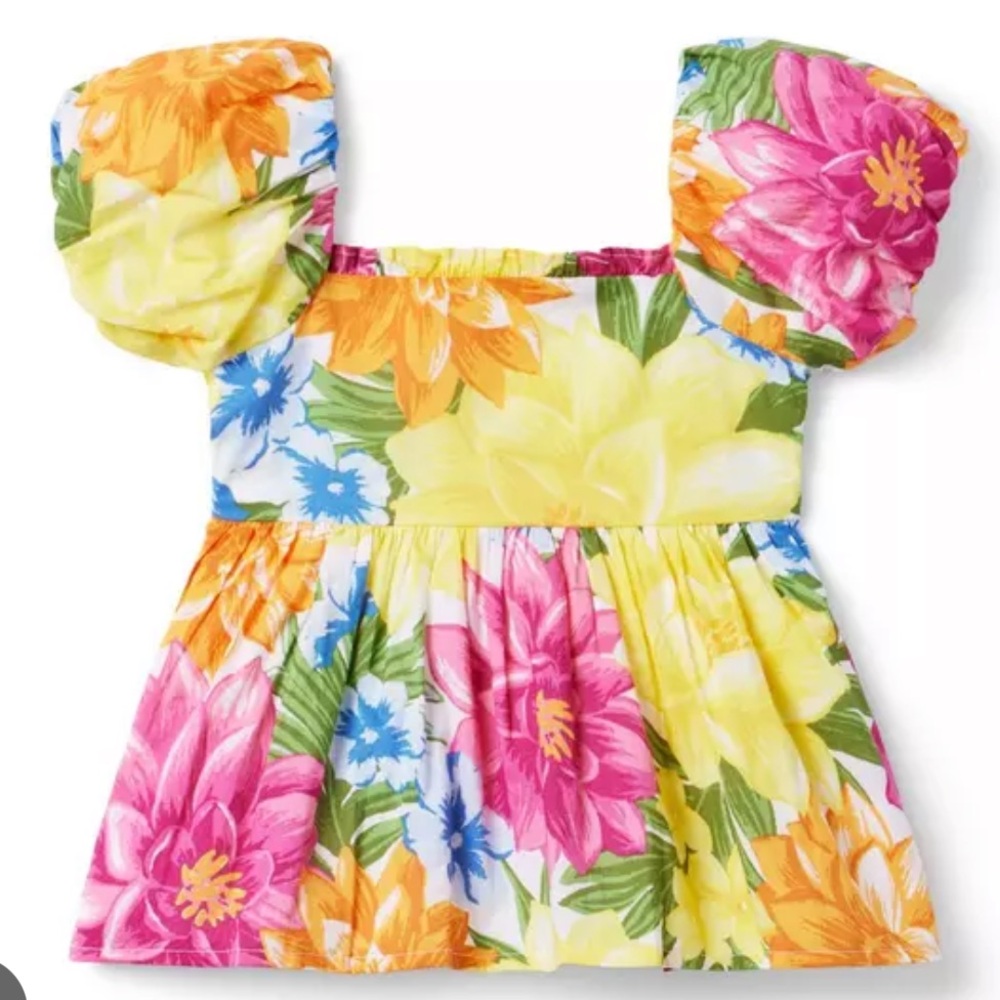 Janie & Jack Floral Bubble Sleeve Top
